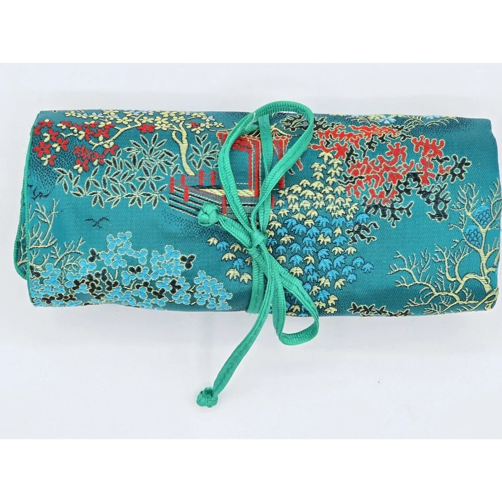 VTG Turquoise Travel Jewelry Organizer Roll‎ Foldable Jewelry Storage Holder
